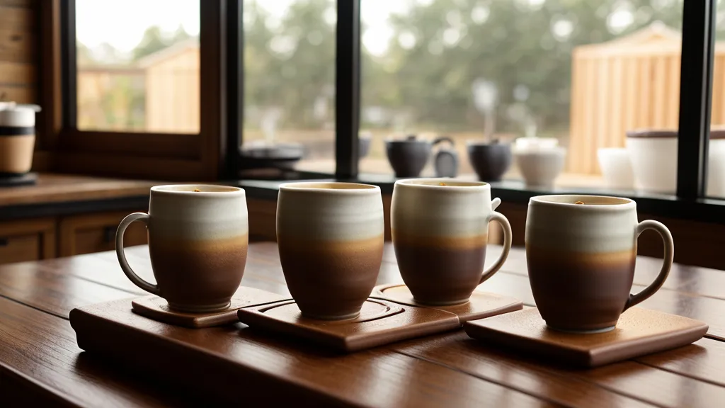 Tazas de café y un curso de barismo online abierto en una laptop.